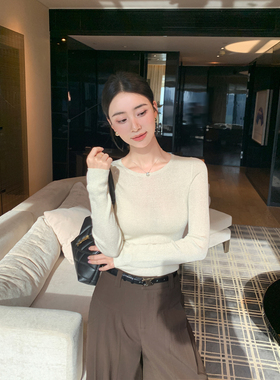 Maven Lin 优雅风韵 肌理感细闪丝针织衫女气质修身内搭打底上衣