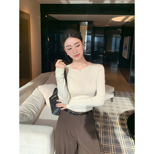 女气质修身 Maven 肌理感细闪丝针织衫 优雅风韵 内搭打底上衣 Lin