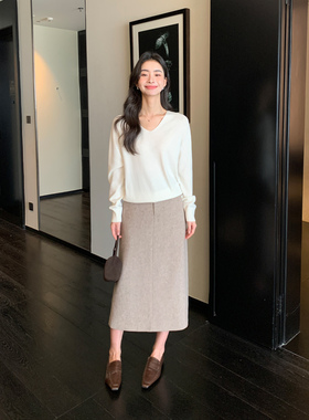 Maven Lin【现货7折】羊毛混纺西装半身裙新款高级感气质a字半裙