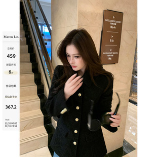 上衣 高级感羊毛小香风外套女宽松复古翻领短款 Maven Lin精致名媛