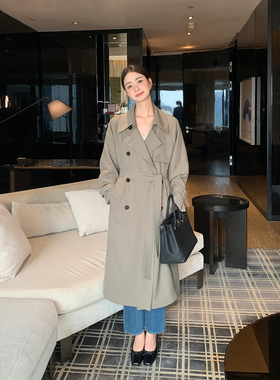 Maven Lin 职场R0W风 经典廓形翻领大衣女气质高级中长款风衣外套