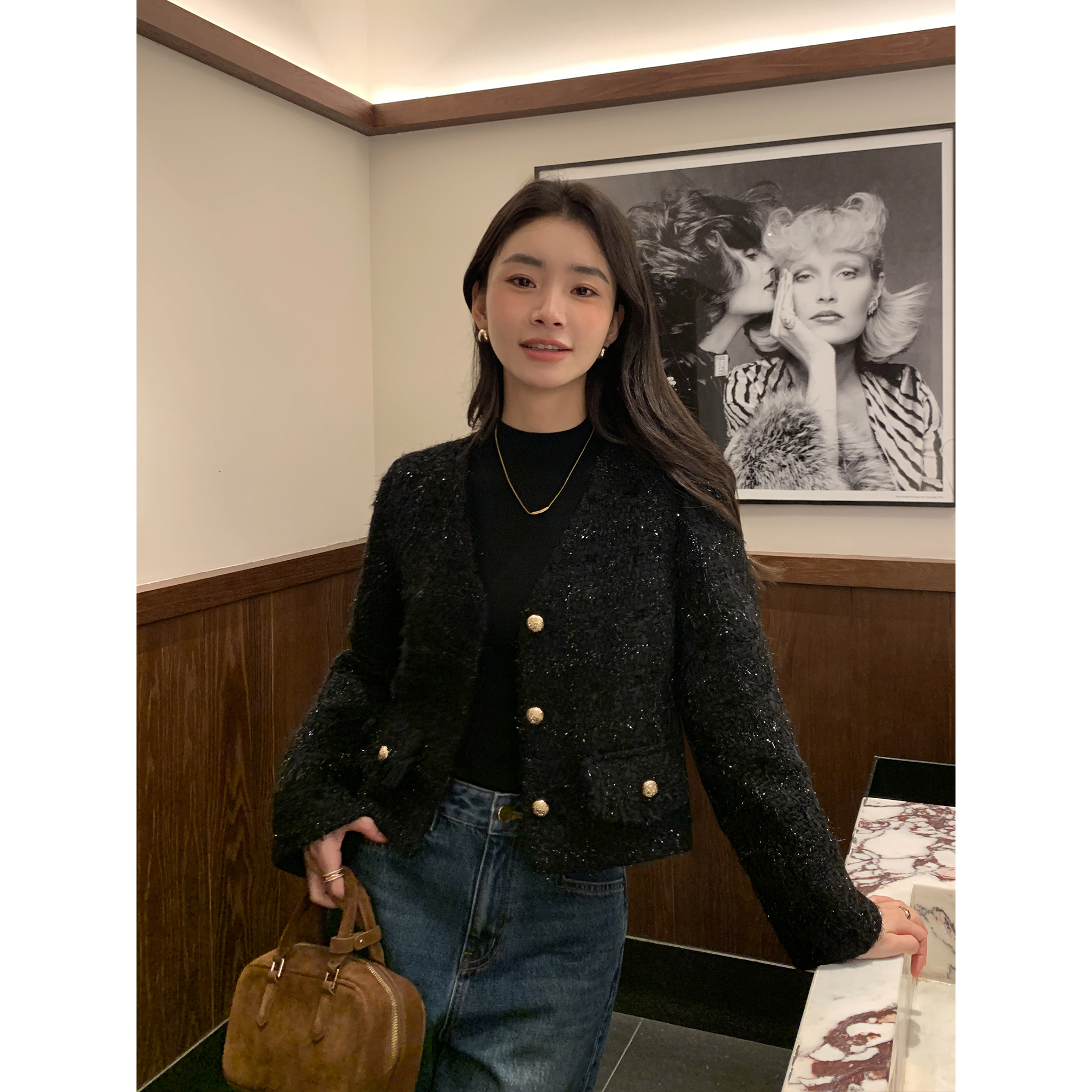V领法式优雅小小风外套