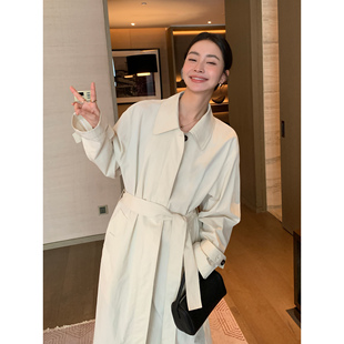 Lin 宽松大衣薄款 经典 高级感中长款 翻领收腰风衣外套女秋季 Maven