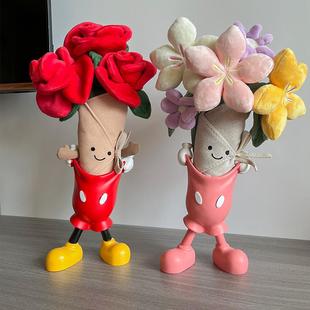可爱米奇提裤jellycat手捧花底座玫瑰花瓶高颜值装饰摆件结婚送礼