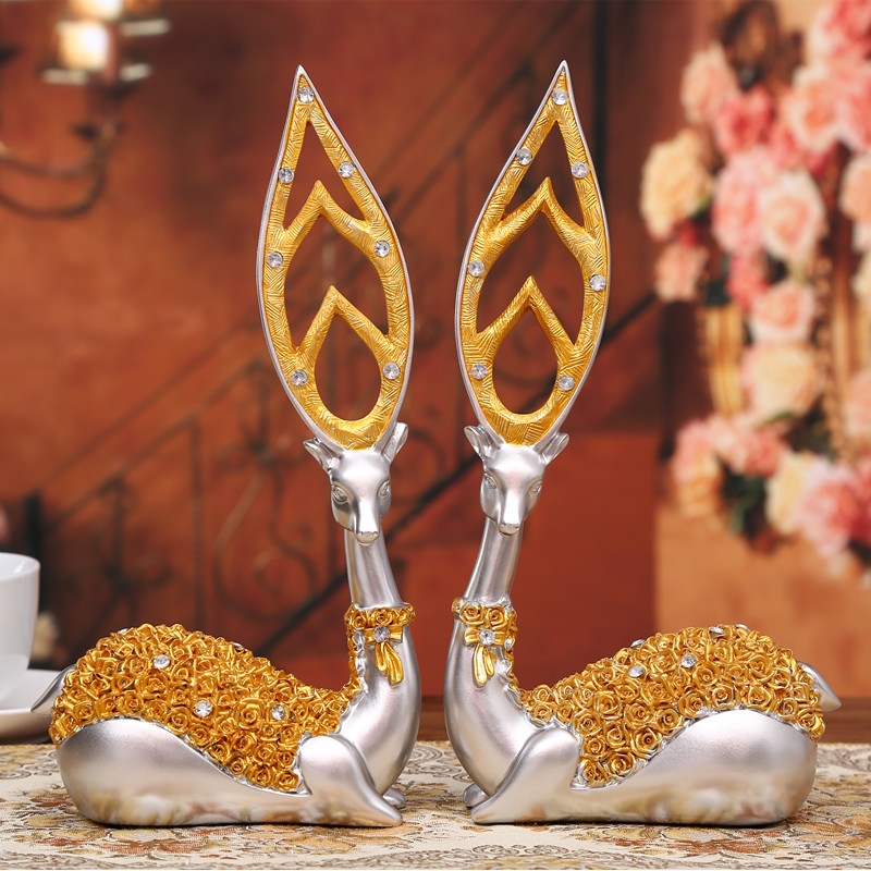 欧式创意家居饰品摆件电视柜鹿酒柜树脂工艺礼品结婚礼物立体