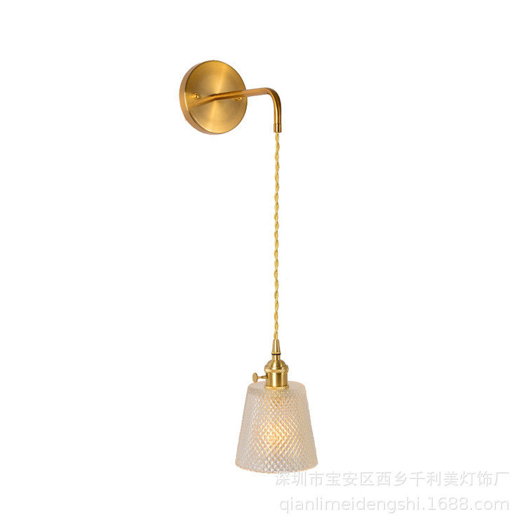 北欧复古黄铜现代壁灯卧室床头灯日式简约浴室镜前LED灯外贸壁灯