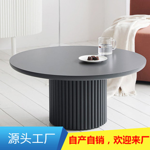 茶几桌客厅家用大理石台面实木简约现代高50cm组合圆形小户型80cm