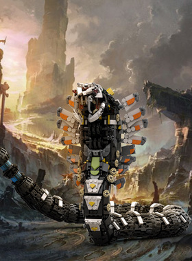 MOC地平线西之绝境游牙兽蛇形仿真拼插积木玩具