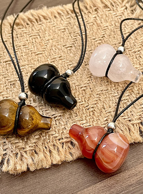 新款天然石葫芦吊坠毛衣链简约小众设计感秋冬长款项链衣服配饰女