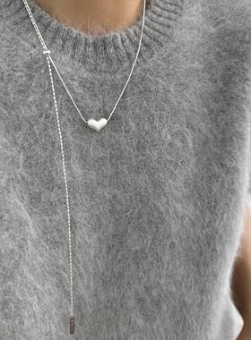 MaisonCleo爱心磨砂长款毛衣链