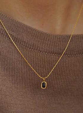 MaisonCleo通勤黑玛瑙金色锁骨链