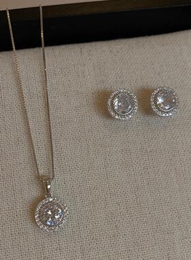 MaisonCleo微镶锆石纯银针项链