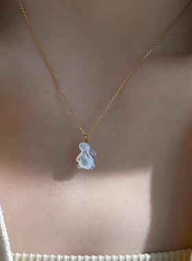 MaisonCleo大吉兔白贝母锁骨链