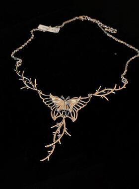 MaisonCleo个性金属蝴蝶流苏流苏项链欧美时尚冷淡风气质高级锁骨