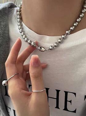 MaisonCleo银灰珍珠锁骨链女