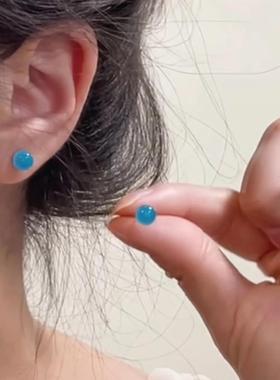 MaisonCleo蓝色水滴圆球耳钉小猴子同款醋酸可爱迷你简约耳环耳骨