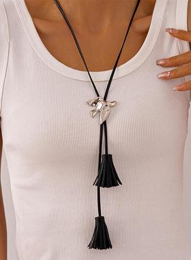 MaisonCleo欧美金属仿真小鸟可调节流苏项链个性民族风小众气质高