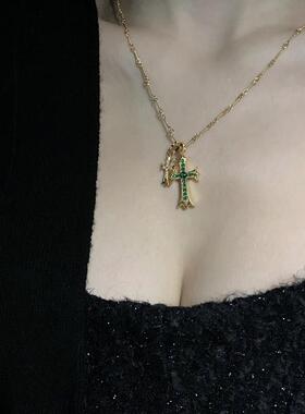 MaisonCleo时髦镶钻十字架项链