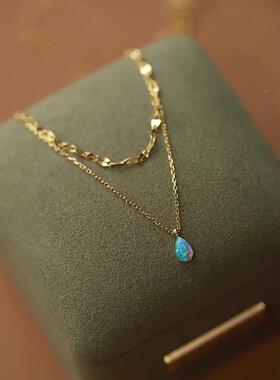 MaisonCleo欧泊小水滴双层锁骨链