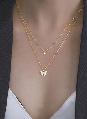 MaisonCleoS925双层蝴蝶锁骨链