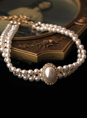 MaisonCleo「气质难档」复古多层镶钻珍珠项链2025新款潮轻奢颈链