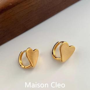 MaisonCleo「一眼倾心」小众设计金属拉丝爱心耳环气质冷淡风耳饰