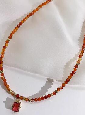 MaisonCleo红玛瑙极细毛衣链