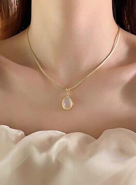MaisonCleo玉髓水滴锁骨链女款