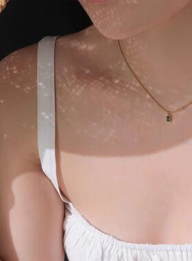 MaisonCleo祖母绿小方钻锁骨链