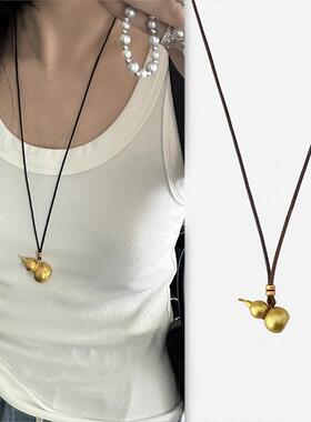 新中式沙金葫芦项链女叠戴