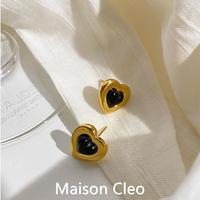 MaisonCleo愛心耳環(huán)黑瑪瑙耳釘