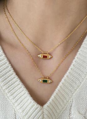 MaisonCleo祖母绿双挂锁骨链
