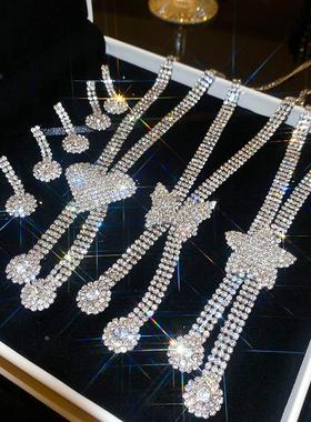 MaisonCleo2件套轻奢镶钻爱心星星蝴蝶耳钉项链个性小众气质高级