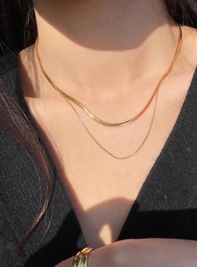 MaisonCleo蛇骨链双层锁骨链