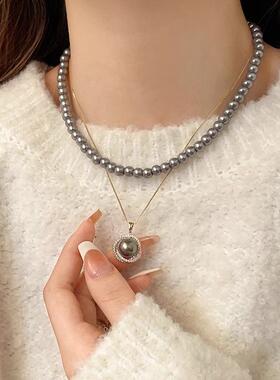 MaisonCleo轻奢珍珠吊坠毛衣链