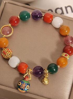 MaisonCleo多宝手串吞金兽吊坠手链南红玛瑙串珠草莓晶招财转运