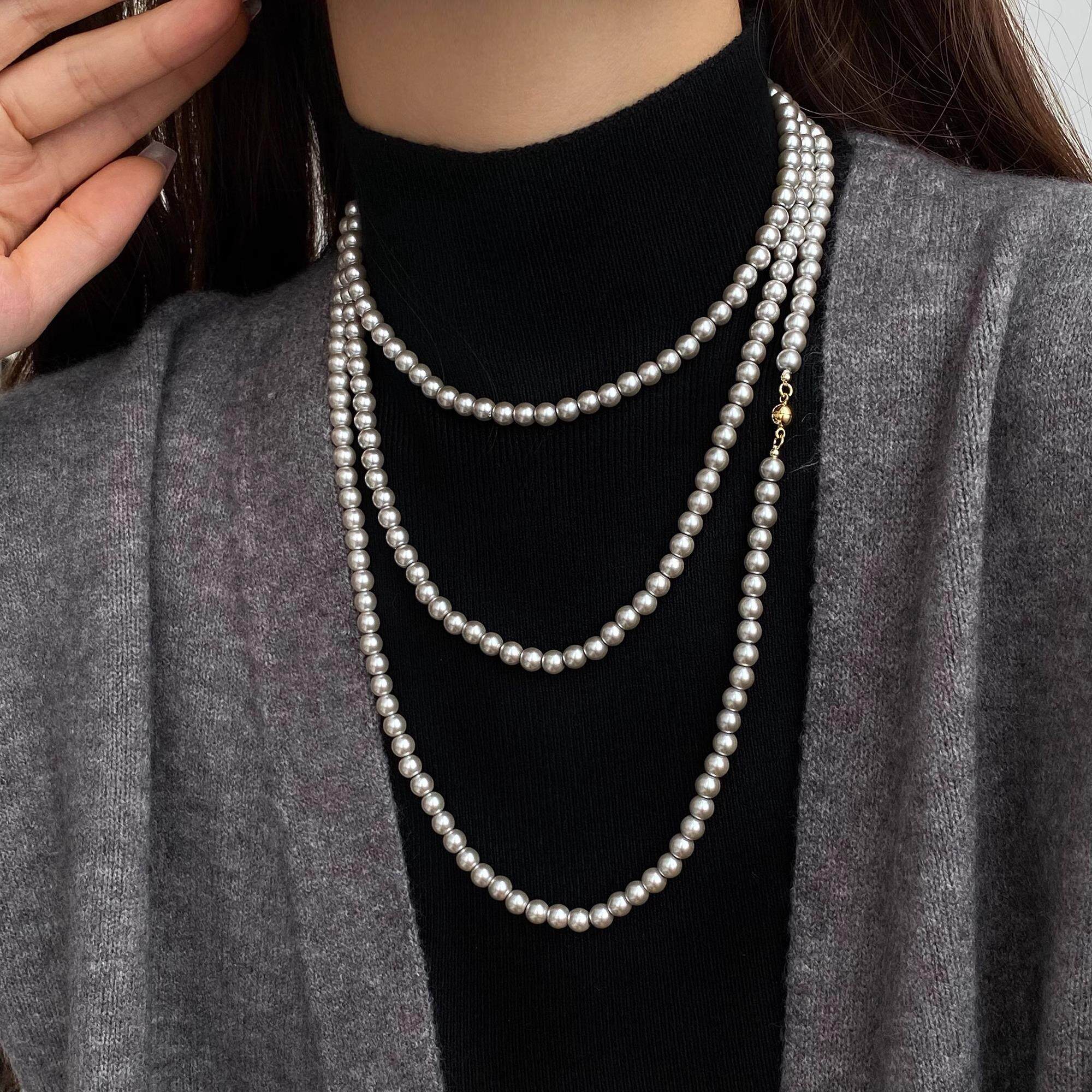MaisonCleo「楚楚可人」秋冬百搭长款珍珠毛衣链轻奢高端设计劲链