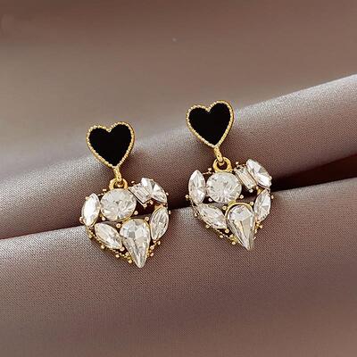 MaisonCleo水钻爱心耳钉超闪