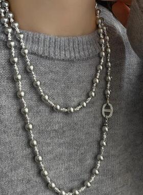 MaisonCleo双层珍珠长款锁骨链