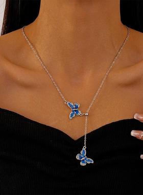 MaisonCleo欧美滴油金属蝴蝶几何链条项链简约·个性小众气质高级