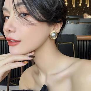 MaisonCleo金丝缠绕珍珠耳环气质复古小众设计925银针耳钉网红耳