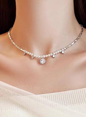 MaisonCleo轻奢纯银珍珠锁骨链