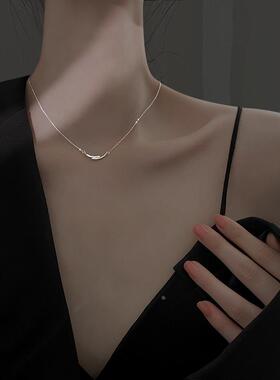 慕斯微笑轻奢纯银锁骨链新款