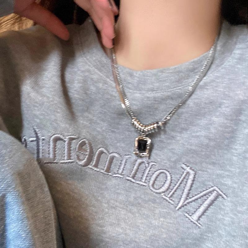 MaisonCleo黑锆石纯银毛衣链