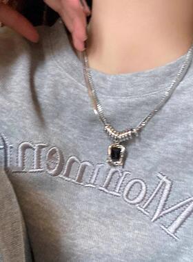 MaisonCleo黑锆石纯银毛衣链