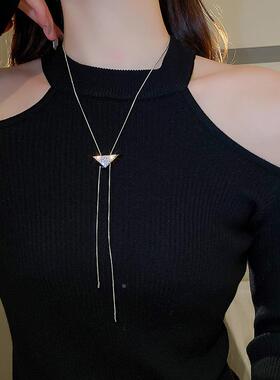 MaisonCleo高级感镶钻三角形抽拉项链时尚简约小众气质秋冬毛衣锁