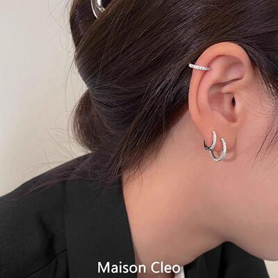 MaisonCleo999纯银锆石耳圈