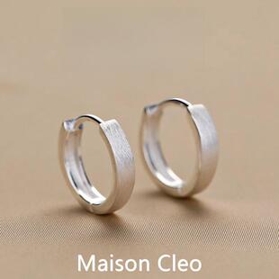 MaisonCleo「不期而遇」通勤小众设计999纯银素圈耳环女时尚耳扣