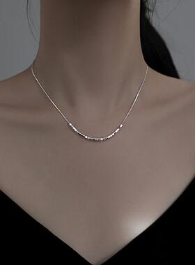 MaisonCleo925纯银方块锁骨链