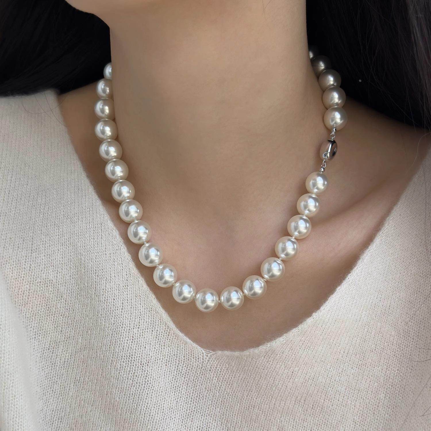 MaisonCleo「时尚主角」倪妮同款经典白色珍珠项链打结轻奢毛衣链